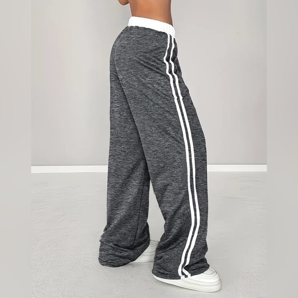 Cozy Wide Leg Joggers with Varsity Graphic - Grey Heather - Picture 2 of 4